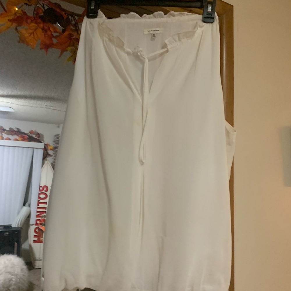 White lined sheer blouse.